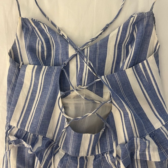 Cinq à Sept - Addy Blue Linen Striped Ruffle Dress - sz 4 - Picture 8 of 8